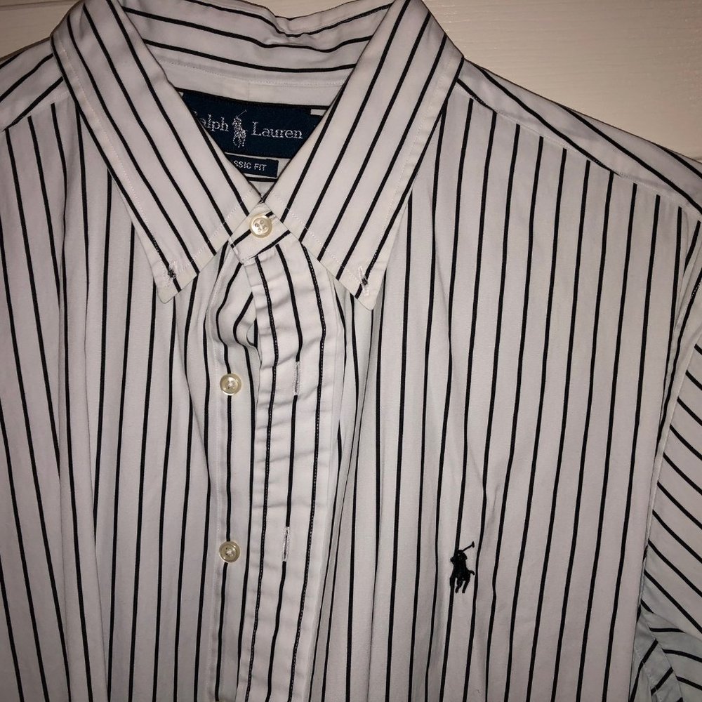 Ralph Lauren 17  33/34 Striped Button Down